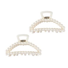 2Pcs White Pearl Large Hair Clip for Thick Hair, Girls Hair Clips Claw, Big H...