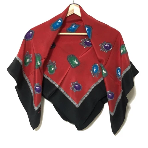 Auth DIOR/ChristianDior Foulard multi rouge noir