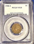 1908 S PCGS VF35 - Indian Head Penny Cent 1c US Coin #56304A