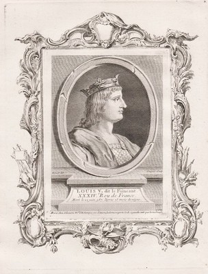 Louis V der Faule König Franken Karolinger engraving Kupferstich Portrait 1750