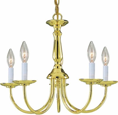 Volume Lighting V4515 Brass 5-Light 15''H 1 Tier Chandelier