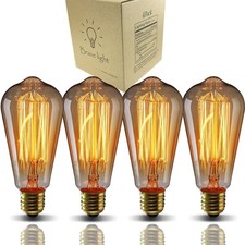 GOENDR E26 40W Edison Bulbs, ST64 Vintage 4 Count Pack of 1 , Yellow