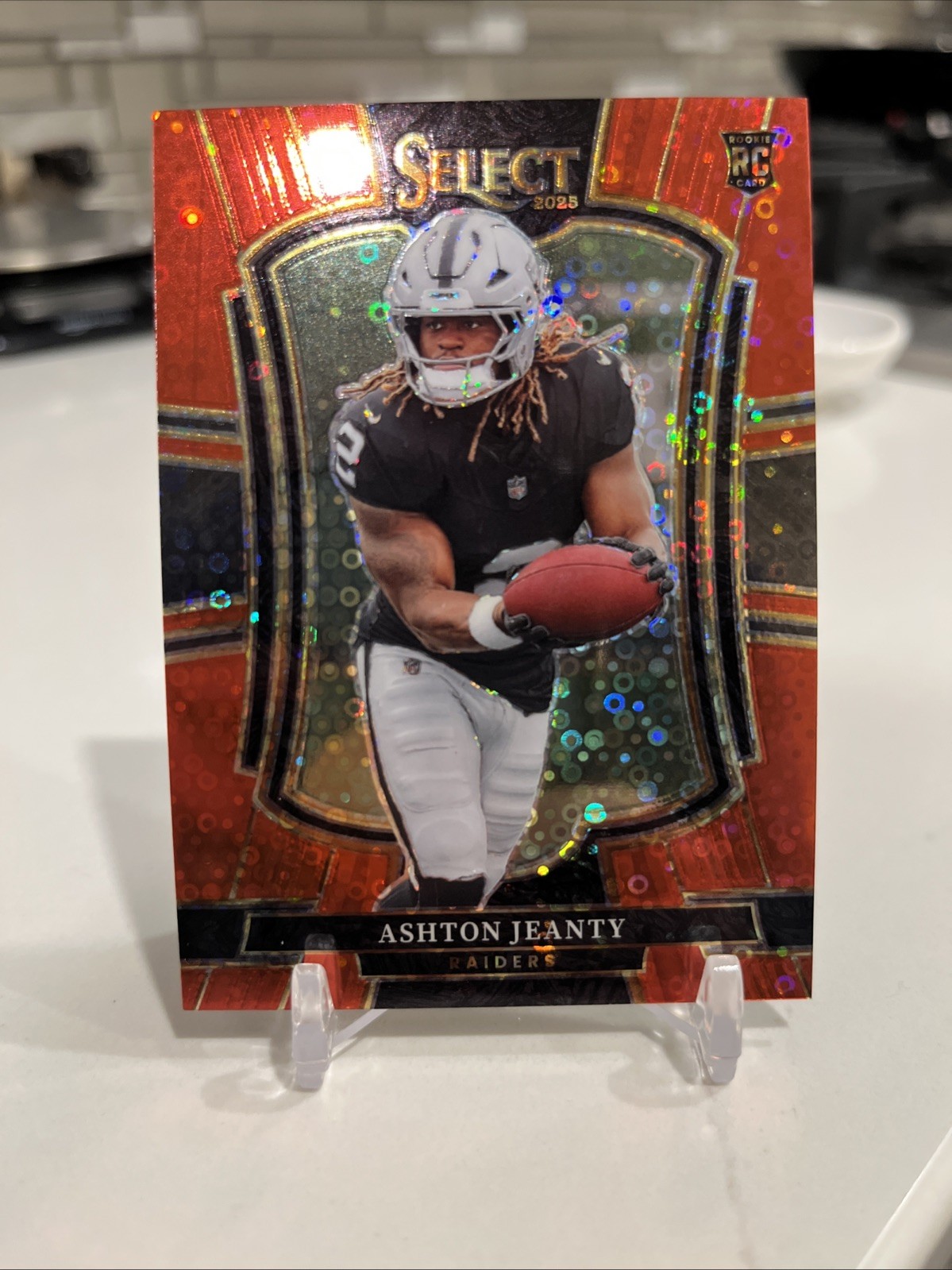 2025 Select Football Ashton Jeanty Rookie Premier Level # 17/49 Red Disco Prizm