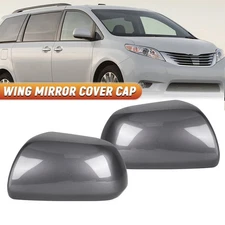Pair Side Vew Mirror Cover Cap Set for Toyota Sienna 2011-2020 W/O Turn Signal
