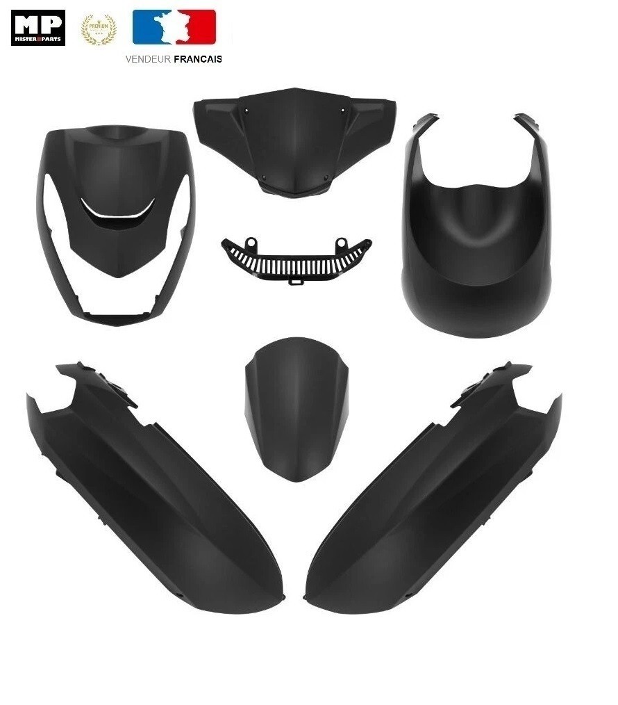 Kit carénage Peugeot Kisbee 50cc après 2010, carrosserie scooter noir mat de remplacement