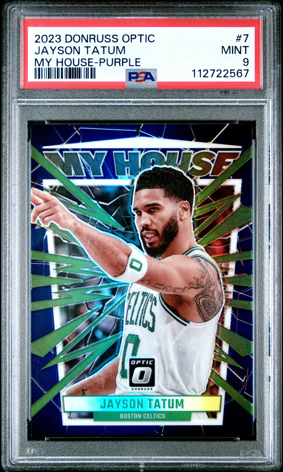 2023 PANINI DONRUSS OPTIC MY HOUSE PURPLE #7 JAYSON TATUM PSA 9