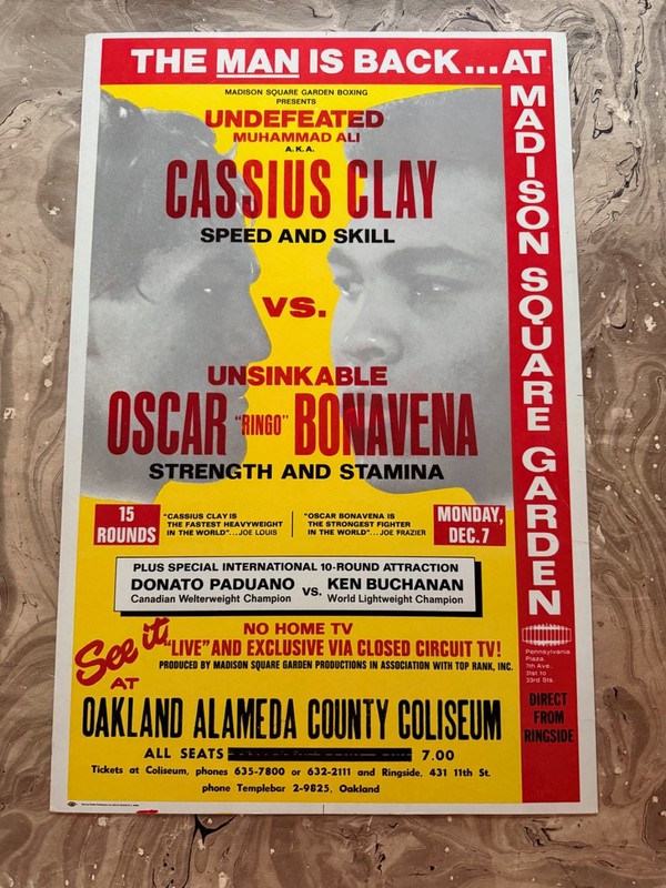 CASSIUS CLAY MUHAMMAD ALI ORIG 1970 BOXING  POSTER  14 X 22 BONAVENA EXC