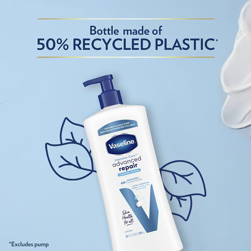 Vaseline Intensive Care Advanced Repair Unscented Body Lotion 2 Pack +Bonus 10OZ