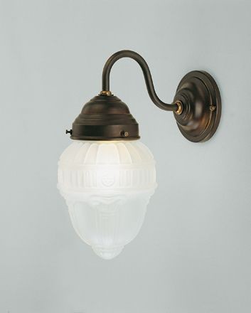 Wandlampe Glas Antik Messing Wohnzimmer E27 Zapfen Schirm Wandleuchte Blendarm-image