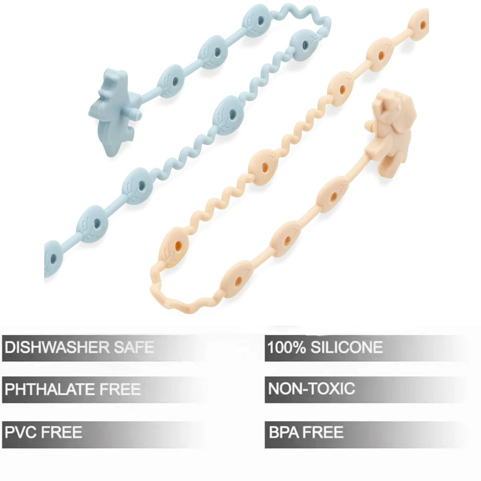 Baby Toy Straps - 5 Pack Dinosaur Silicone Pacifier Teether Harness Straps - ... - Image 4 of 4