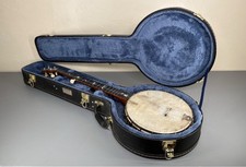 Vintage Open-Back Banjo with Case and Decorative Inlays, Brand New Case
