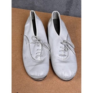White Leather Lace Up Clogging Tap Shoes Low Heel Size 5M Dance Performance
