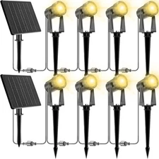 Solar Landscape Spot Lights Outdoor 48ft Cable 12W Monocrystalline Panels & U...