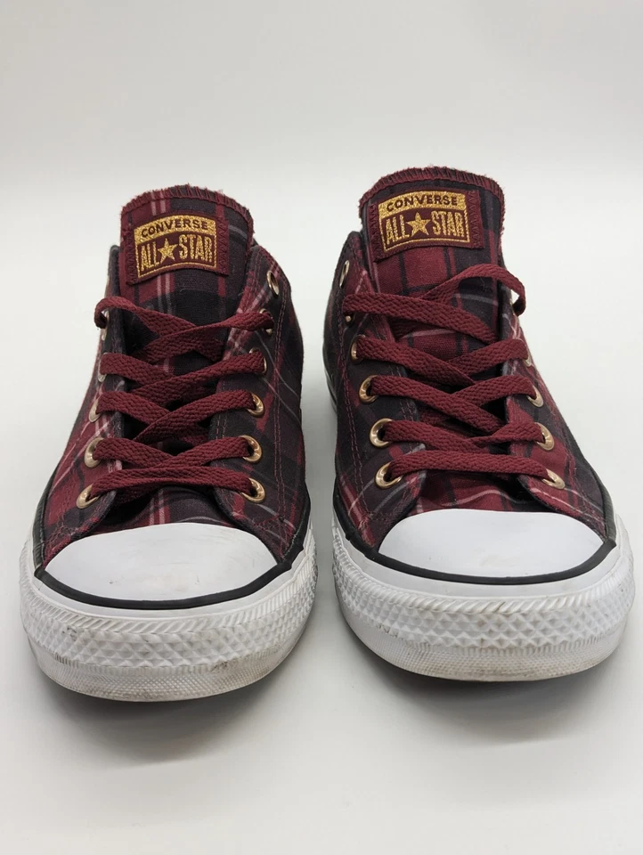 Converse All-Stars бордовый бордовый бордовый клетку женщин размер 10 низкий верхний Chuck Taylor - Изображение 2 из 4