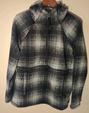 The North Face Women's Plaid Hooded 1/2 Zip Pullover XL Black Fleece Outdoor