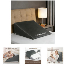 Wedge Pillow Cover Satin Fabric with Zipper for Style Protection 25x25x8 Dark