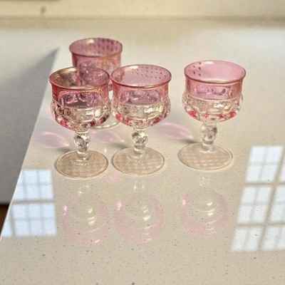 Tiffan Franciscan Kings Crown Set Of 4 Vintage Pink Cocktail Glass (L2)