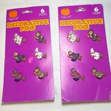 Vintage Fall Fest Halloween Decorative Pins 2 Packs of 6 Ghost Witch Mummy 12ct