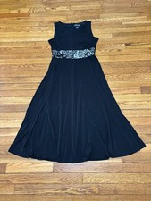 Jessica Howard Womens Dress Size 8 Black Sleeveless Fit Flare Flowy Midi Party