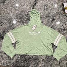 Womens Small Mint Hollister Cropped Waffle Hoodie New With Tags 389