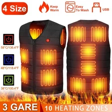 Heated Vest 10 Heating Zones Portable Battery Pack Warm Winter Women Men Jacket