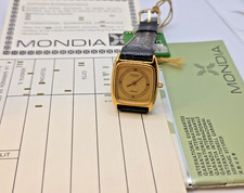 Montre Quartz Mondia Mistral Par Zenith 21x21mm 71100 N.O.S. Plaqué Or Jaune