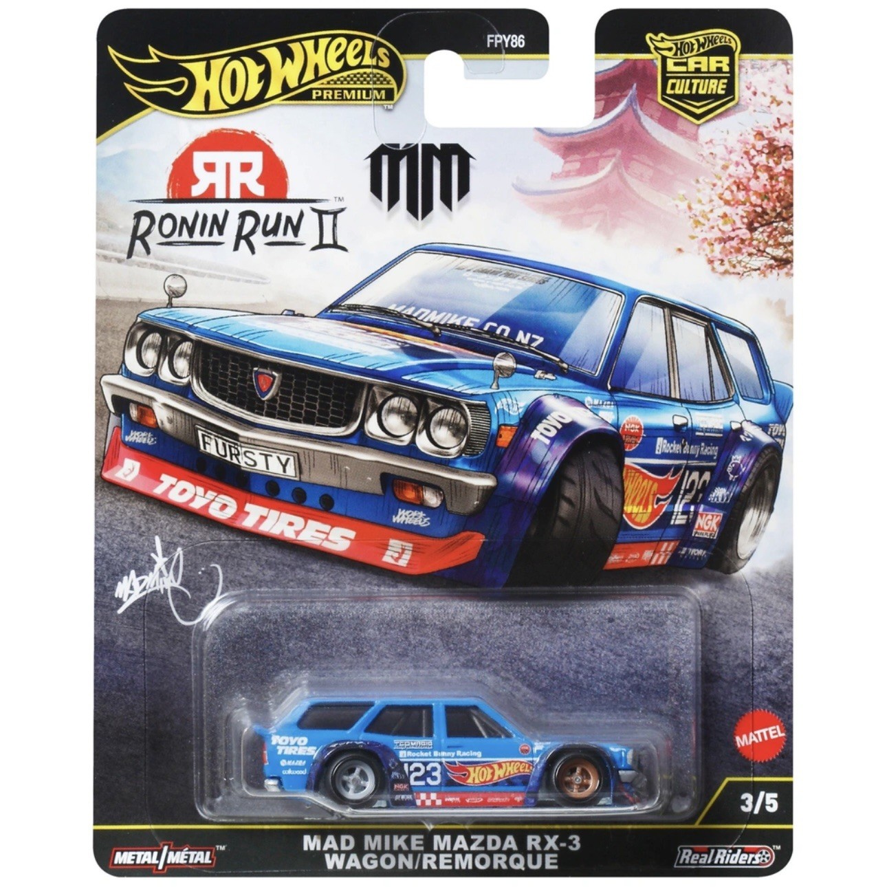 Hot Wheels Premium Car Culture Ronin Run Diecast Car Mad Mike Mazda RX-3 Wagon