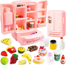 Mini Dollhouse Fridge Miniature Dollhouse Refrigerator Mini Fridge Toy with Food