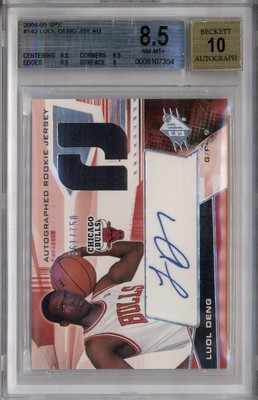 2004-05 SPx #142 Luol Deng RC Jersey Auto /750 BGS 8.5