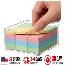 3x3 Inch Sticky Note Holder Acrylic No Slip Base Office Desk Memo Organizer for