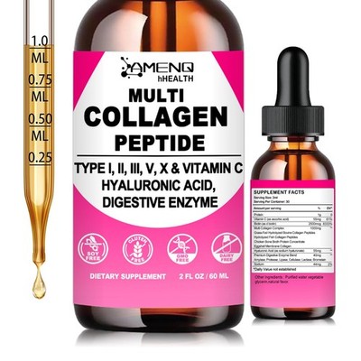Multi Collagen Peptides Liquid Drops for Women & Men, 2 Fl Oz (Pack of 1) 