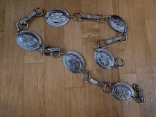 Concho Chain Belt Silver Tone Southwestern Style 36  vintage 90s