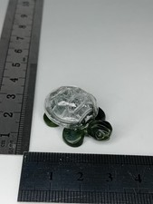 Tiny Miniature Serpentine & Quartz Crystal Stone Carved Turtle Figure Lucky
