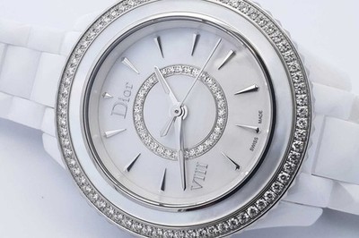 Christian Dior Viii Ceramic 33mm Quartz Mop Dial & Diamond Bezel