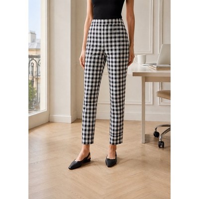 Rag & Bone Simone Gingham Check Ankle Pants Black White 4