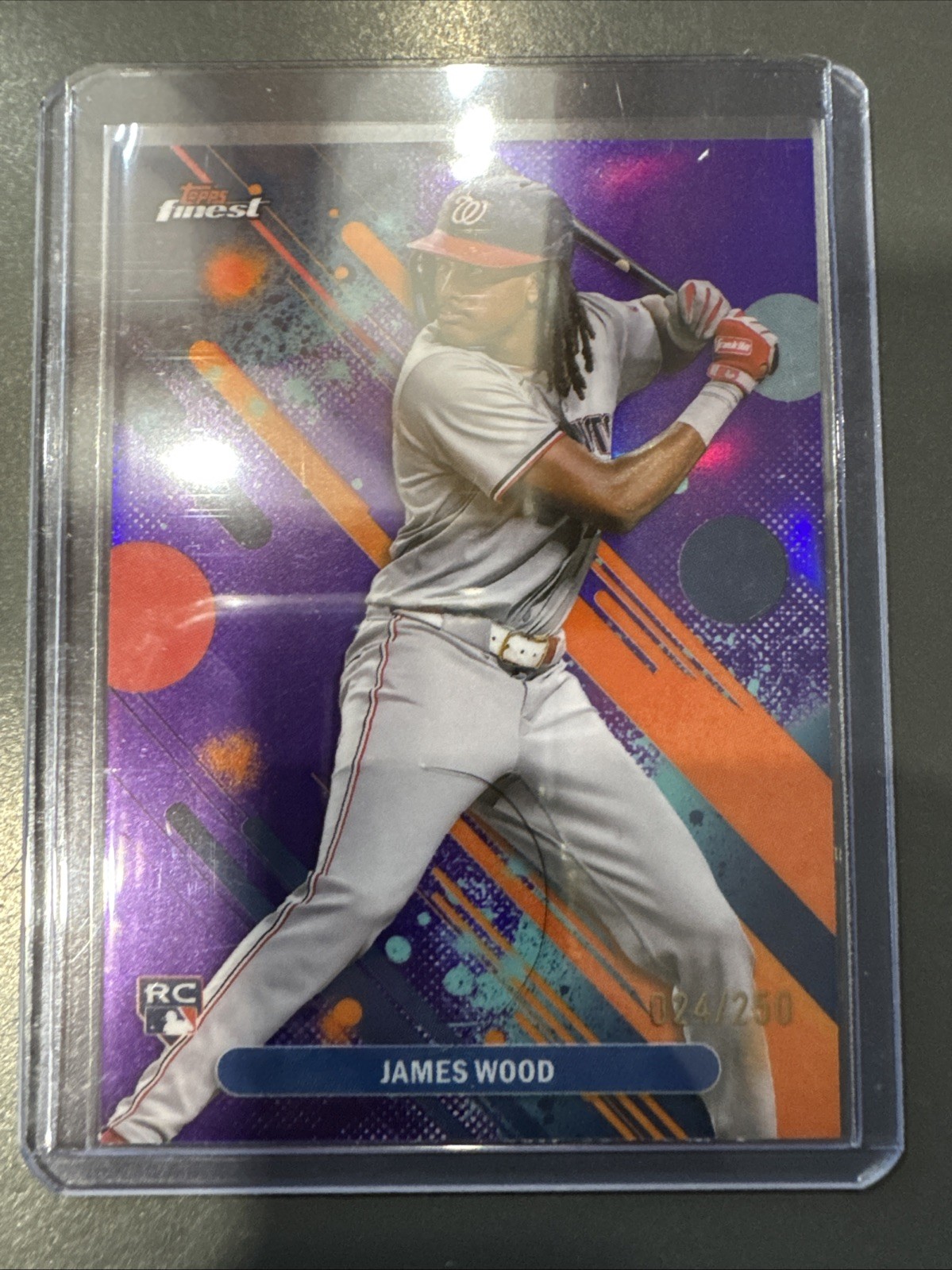 2025 Topps Finest James Wood RC Rookie Card True Purple Refractor Common SP /250