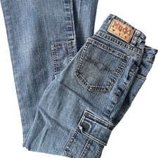 VTG Y2K Mudd Girls' Size 10 Blue Denim Cargo Pocket Jeans Grunge Distressed