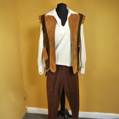 Jungen Vintage Kostüm Bauernoutfit Mittelalter Renaissance Piraten Gürtel Weste L