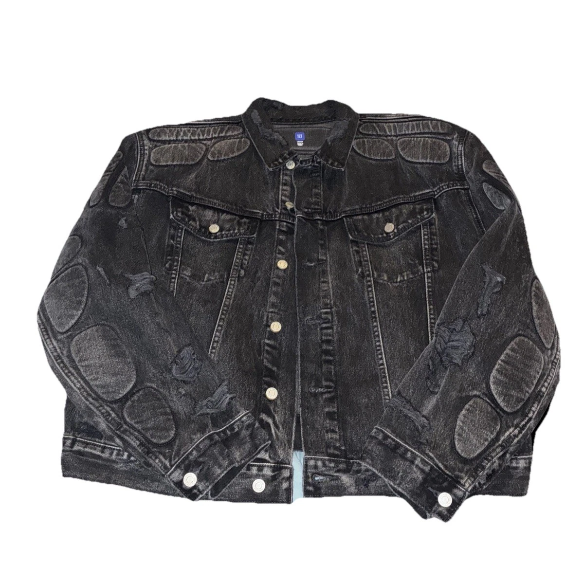 Giacca denim nera imbottita invecchiata taglia M YZY Yeezy Gap Balenciaga mai indossata