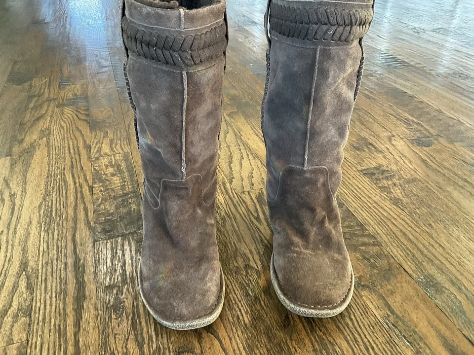 Bjorndal "Jolie" Suede Leather Boots-Faux Shearling-Brown Women's US Size 11 - Image 4 of 4