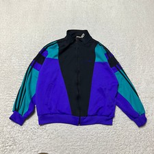 Adidas Jacket Women Medium Purpler Trefoil Track Coat Full Zip Outdoors Vintage