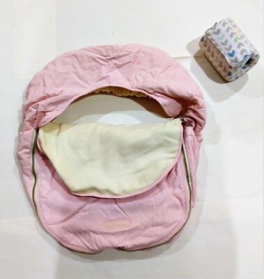 J.J. Cole pink bunting bag for car seat/infant carrier, and handle wrap cushion