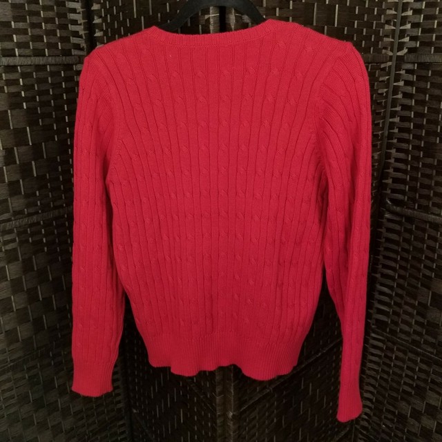 St Johns Bay Red V Neck Long Sleeve Knit Sweater NWT Medium | eBay