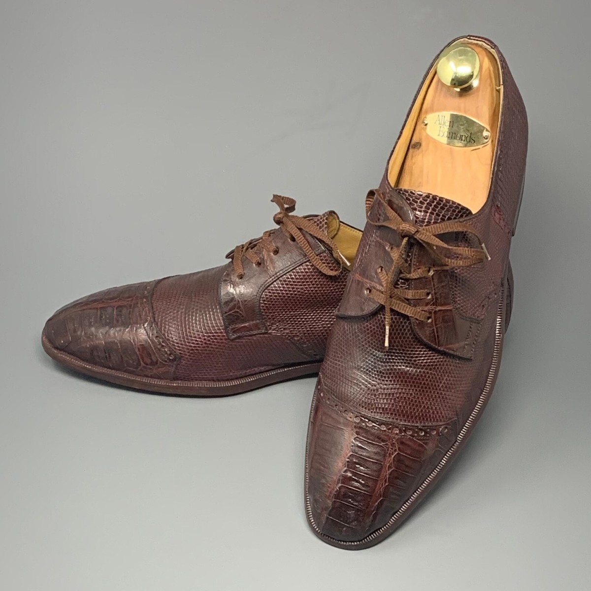 David Eden Men\'s Burgundy Croc-Embossed Leather Lace-Up Oxfords DAVID EDEN Genuine Leather Dress Men Burgundy Crocodile Shoe  main image 2