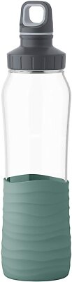 Emsa Drink2Go gehärtetem Glas Trinkflasche 0,7 Liter  Petrol-Grün 100 % dicht