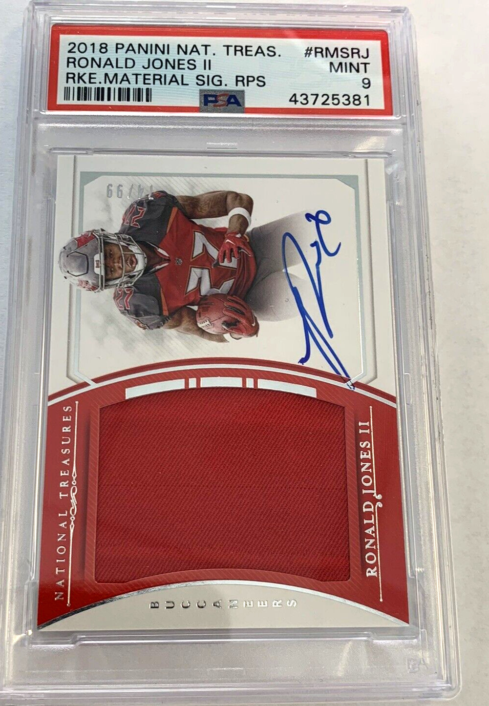 Ronald Jones II Panini National Treasures Rookie Material Signatures Rps #RMSRJ Base