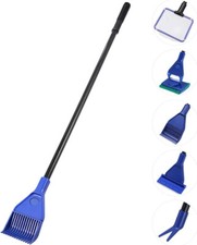 Kit 5in1 pulizia vasca acquario raschietto spugna rastrello retina pinza asta