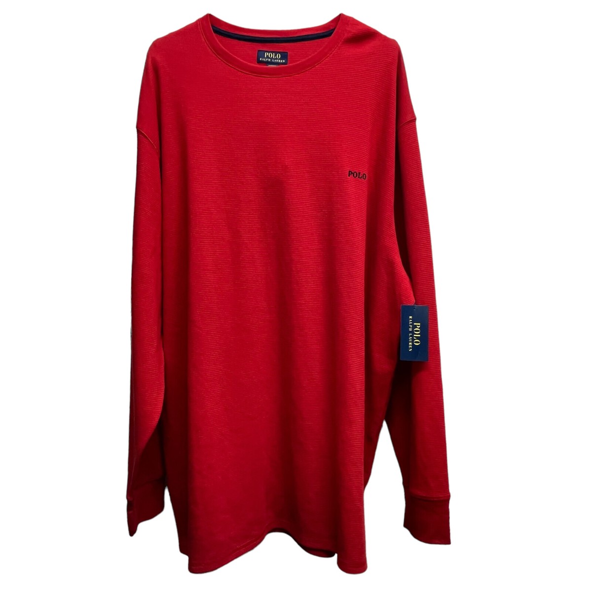 Polo Ralph Lauren Thermal Sleepwear Ribbed Long Sleeve Shirt Red