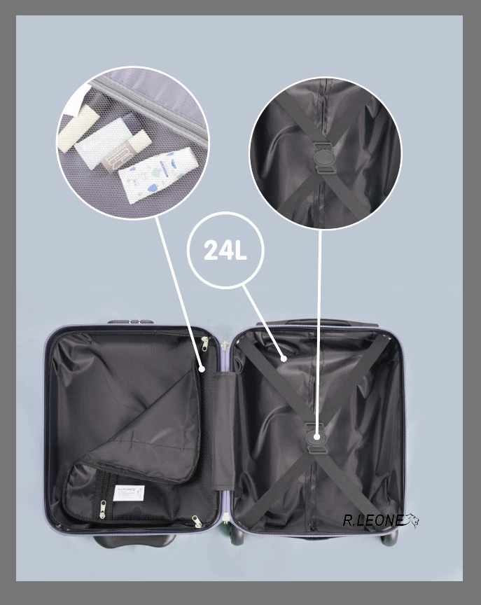 R.Leone Bagaglio a Mano 40x30x20cm Wizzair Vueling 2 Ruota in ABS 915 - Immagine 4 di 4