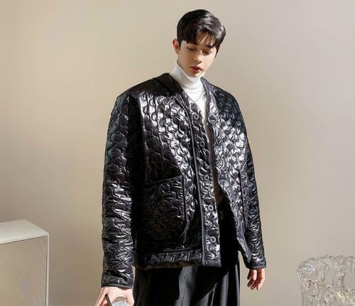 Moda męska styl koreański długi rękaw luźne argyles krótkie płaszcze wyściełany płaszcz D@ - Zdjęcie 1 z 14